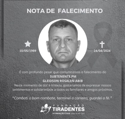 Nota de Pesar: Subtenente PM Gleidson Rosalen Abib