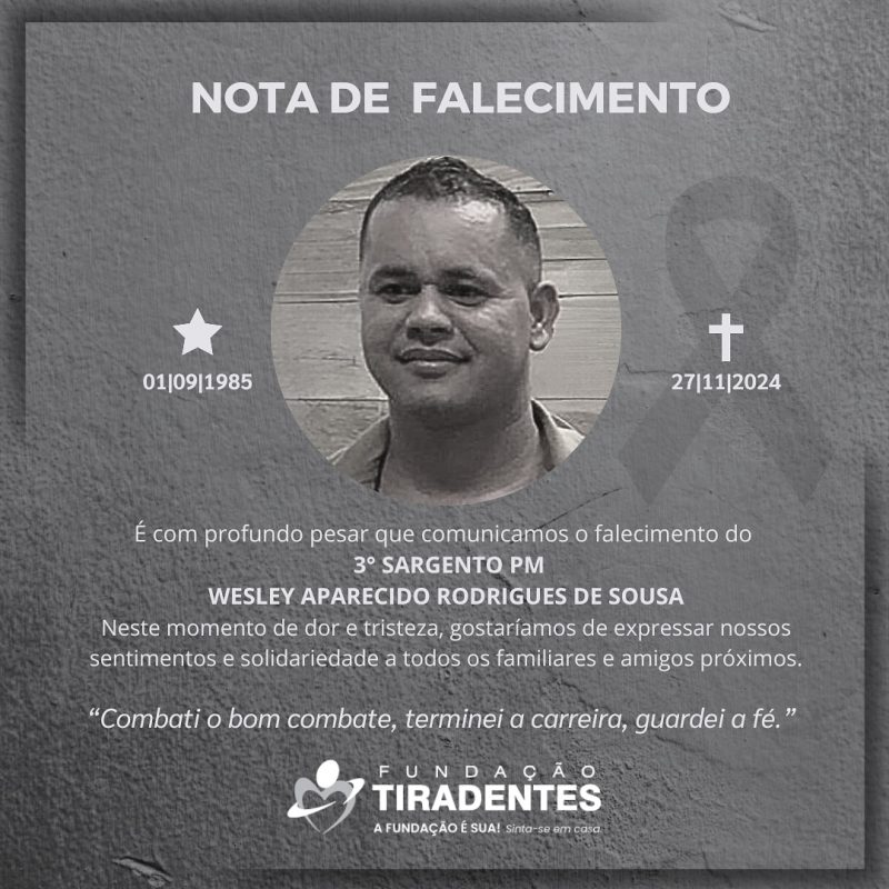 Nota de Pesar: 3° Sargento PM Wesley Aparecido Rodrigues de Sousa