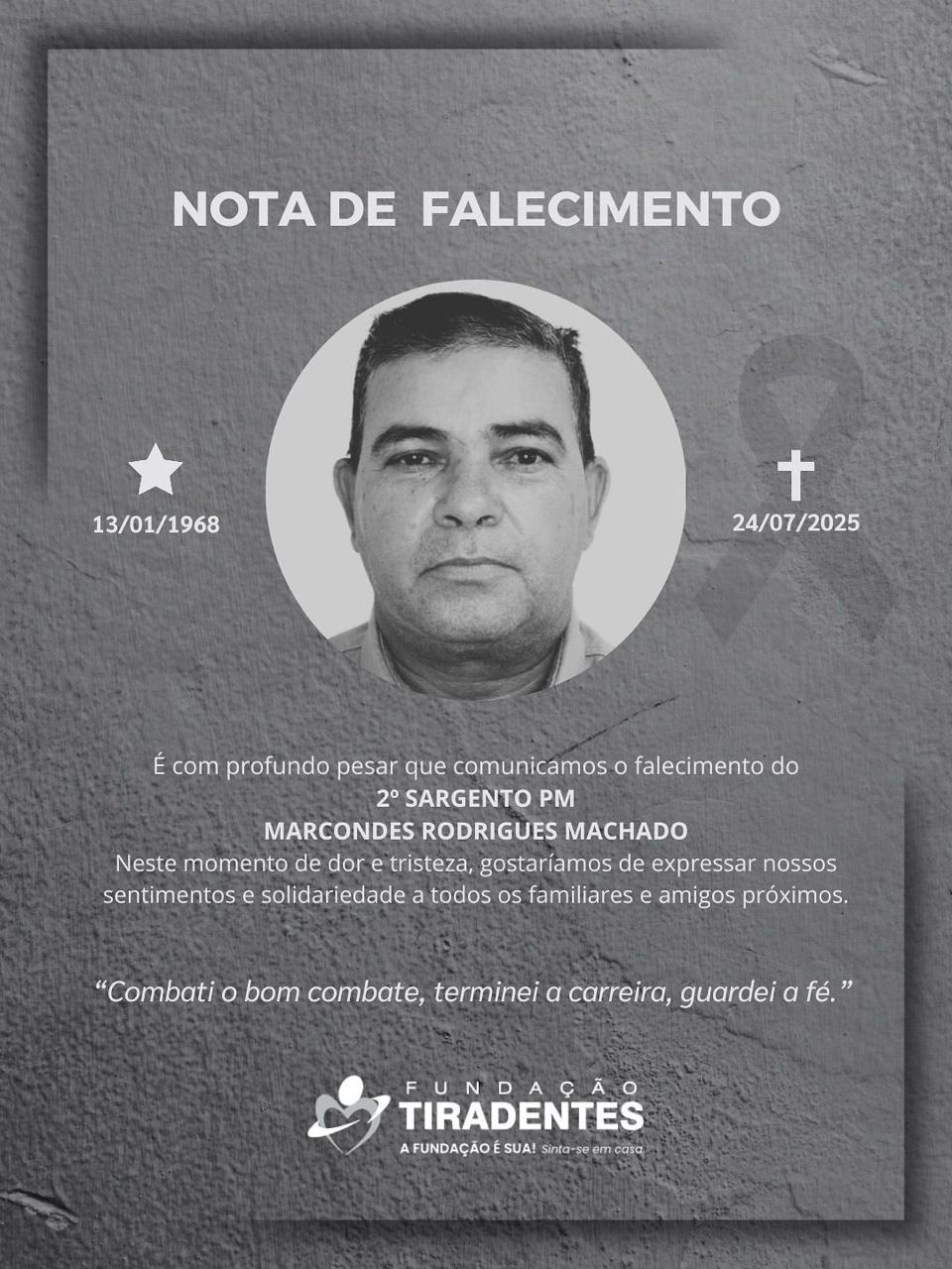 Nota de Pesar: 2° Sargento PM Marcondes Rodrigues Machado