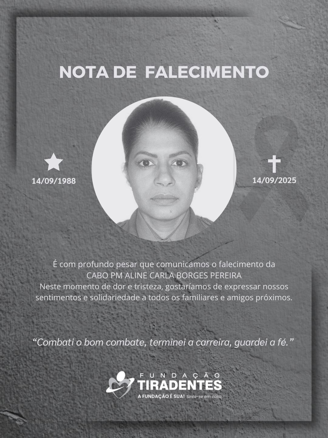 Nota de Pesar: Cabo PM Aline Carla Borges Pereira
